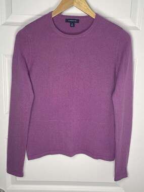 LANDS' END Womens S/P(6-8) 100% Cashmere Crewneck Sweater Light Purple Quiet Lux